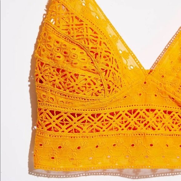 NWT Free People Mango Carina Crochet Bralette Bright Orange Size Medium Boho New - Picture 3 of 7
